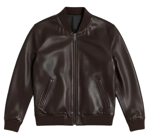 The Espresso Bomber: Handmade Men's Pure Leather Jacket in Dark Brown