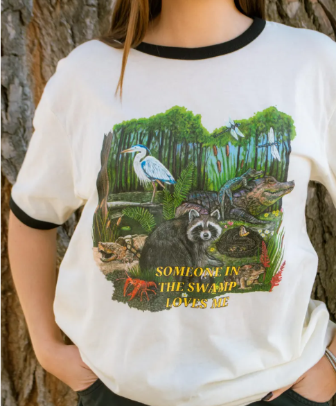 Swamp Animals Ringer Tee, Vintage Nature Lover Shirt