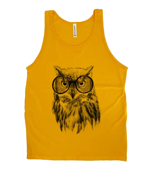 Mens Owl Tank Top - Animal Graphic Tee for Women - Bird Shirt - Nature Shirt