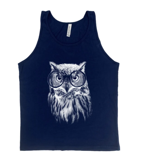 Mens Owl Tank Top - Animal Graphic Tee for Women - Bird Shirt - Nature Shirt