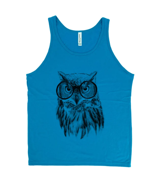 Mens Owl Tank Top - Animal Graphic Tee for Women - Bird Shirt - Nature Shirt