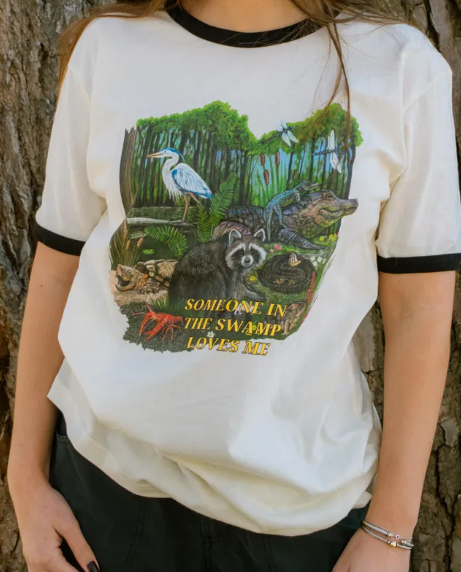 Swamp Animals Ringer Tee, Vintage Nature Lover Shirt