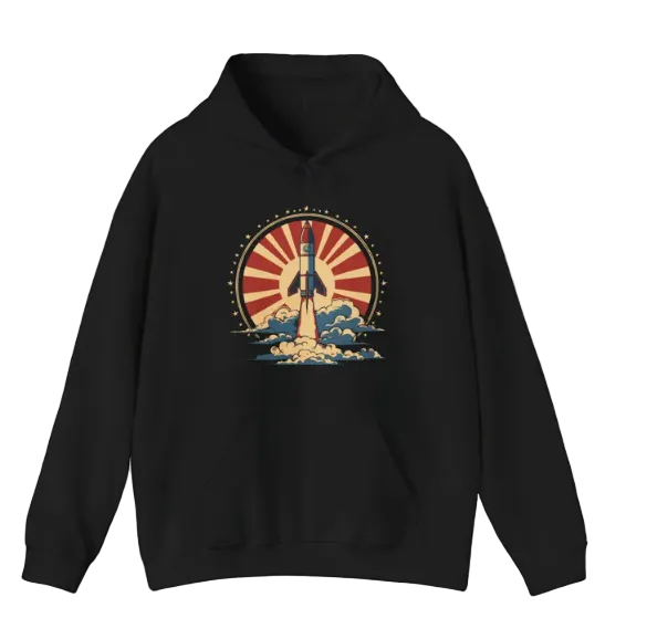 Vintage Rocket Hoodie, Space Lover Gift, Unisex Pullover