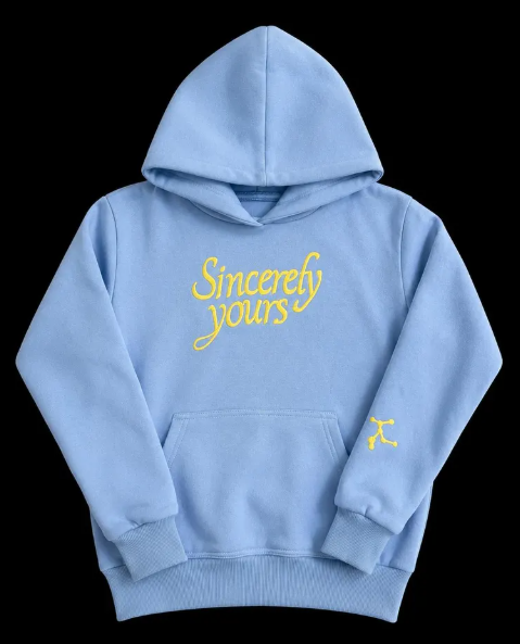 Handmade Inspired Salish Matter Hoodie: Sincerely Yours Gray and Blue Signature Hoodie