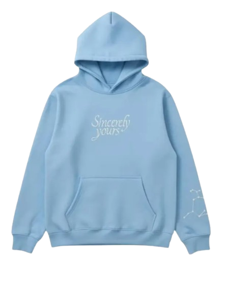 Handmade Inspired Salish Matter Hoodie: Sincerely Yours Gray and Blue Signature Hoodie
