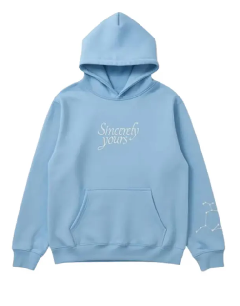 Handmade Inspired Salish Matter Hoodie: Sincerely Yours Gray and Blue Signature Hoodie