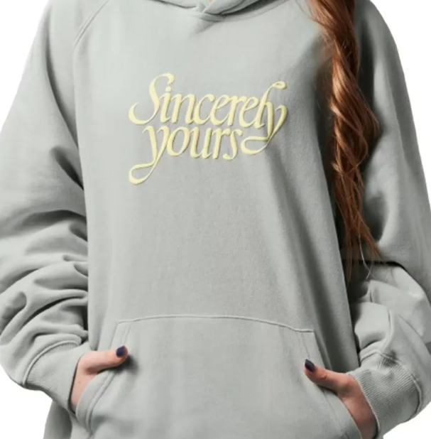Handmade Inspired Salish Matter Hoodie: Sincerely Yours Gray and Blue Signature Hoodie