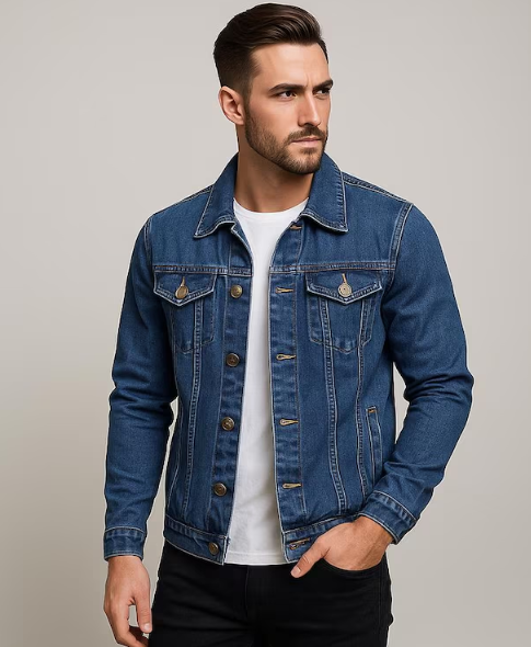 Men's Slim Fit Denim Jacket: Vintage Style Jean Coat