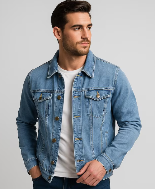 Men's Slim Fit Denim Jacket: Vintage Style Jean Coat